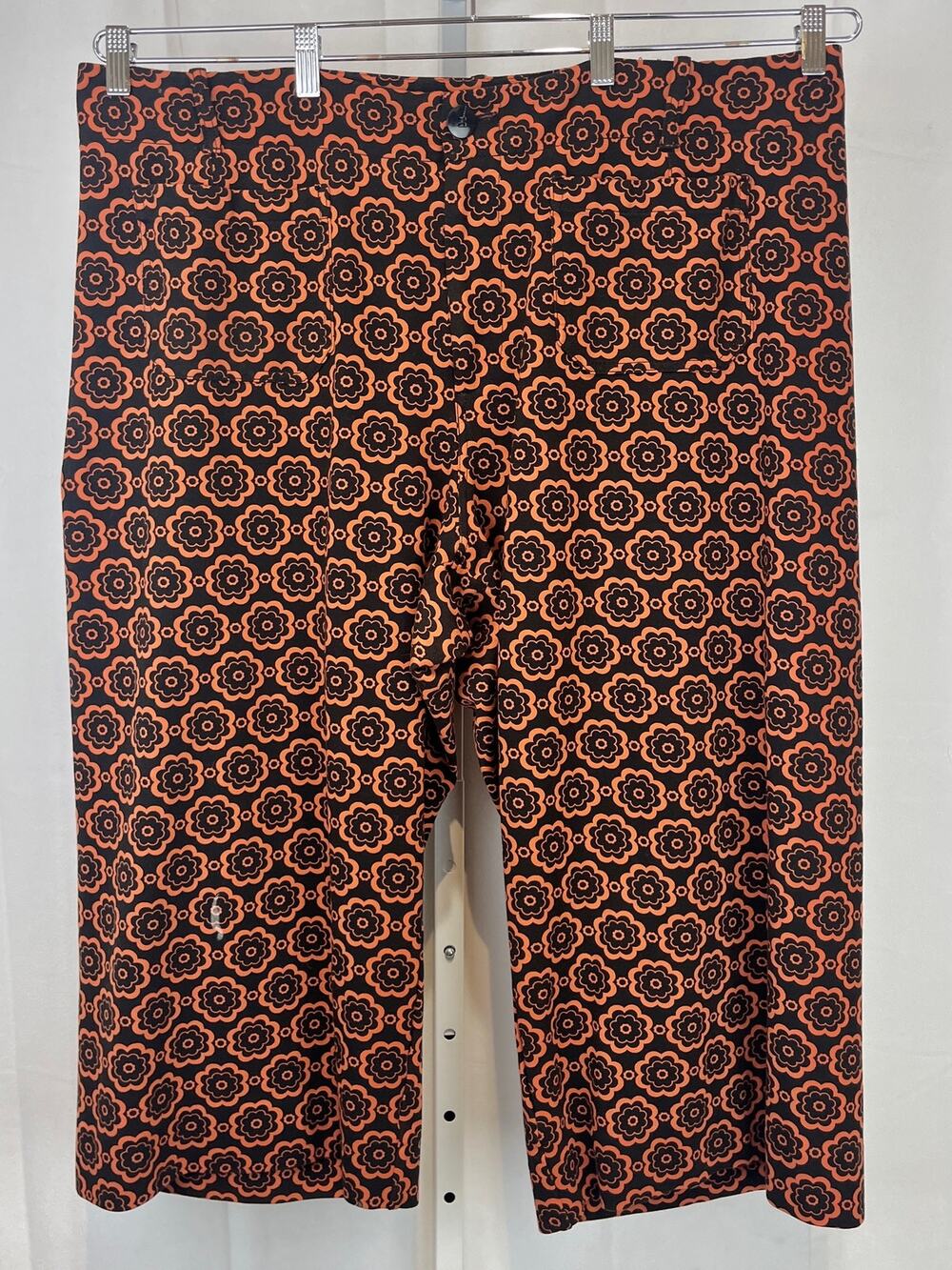 MAEVE Anthropologie Colette Wide Leg Crop Pants Floral Orange Black 22W Plus